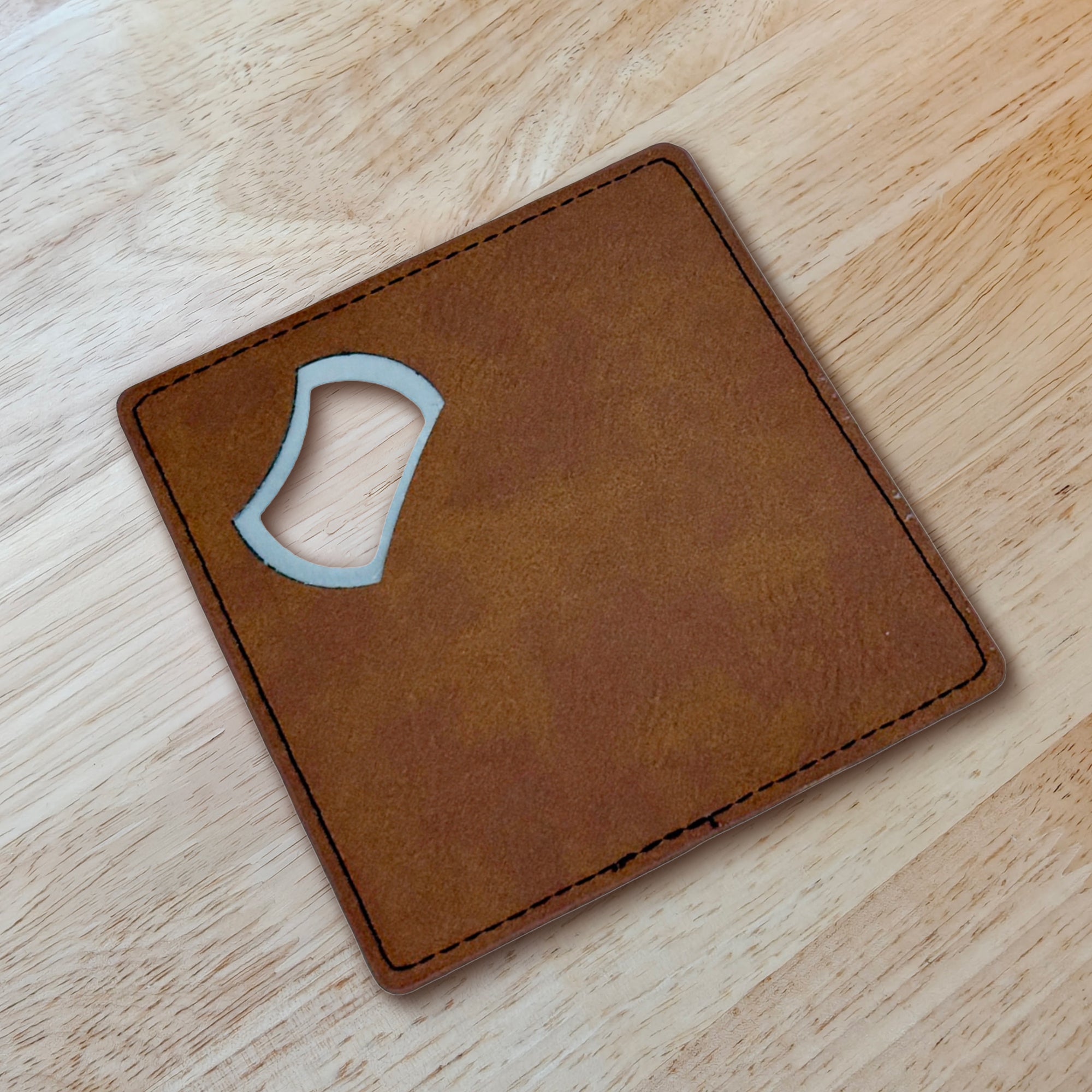 Leatherette Bottle Opener Coaster Fixture