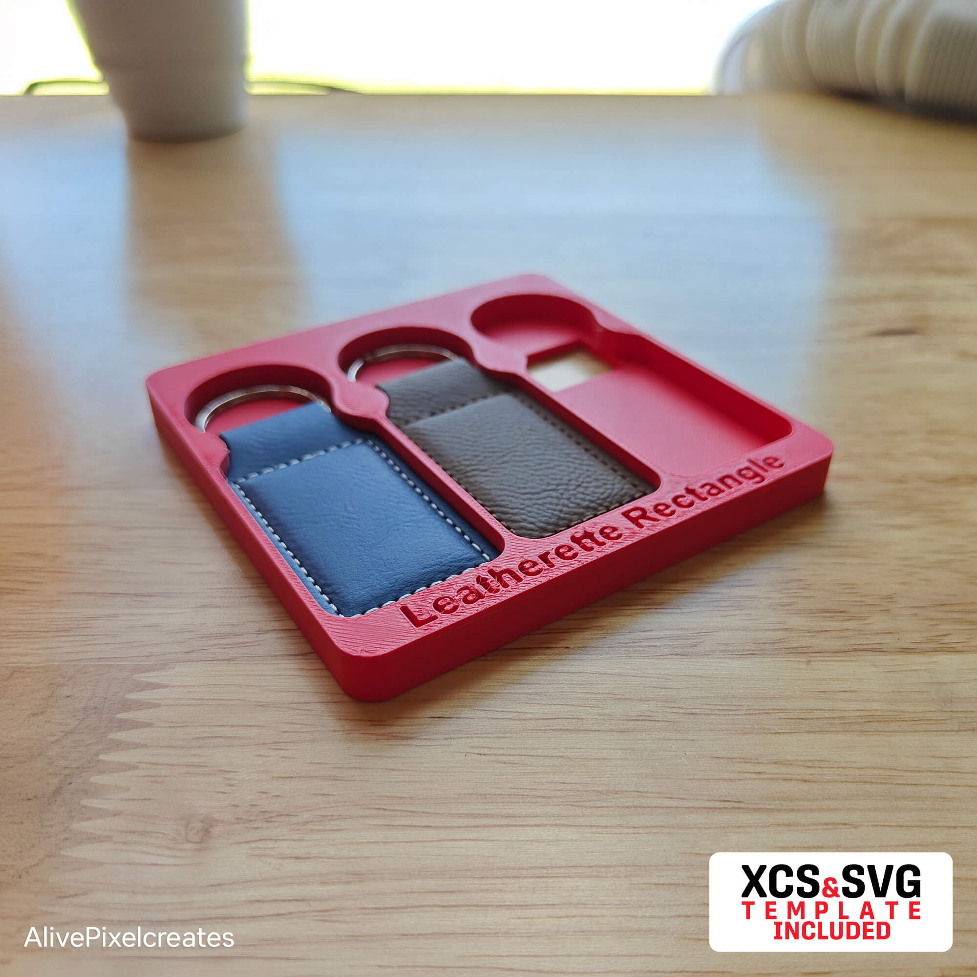 Leatherette Rectangle Keychain Fixture