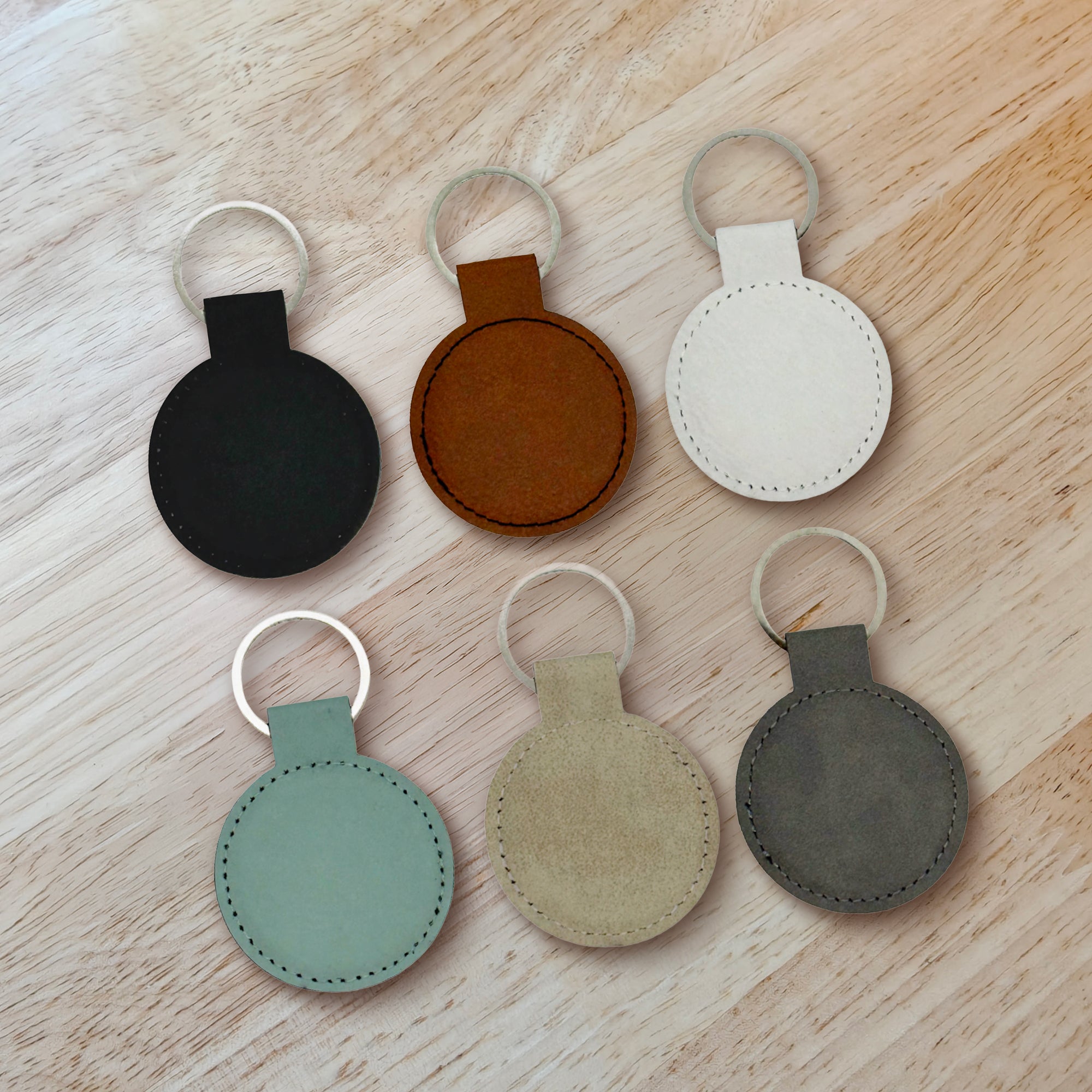 Leatherette Round Keychain Fixture